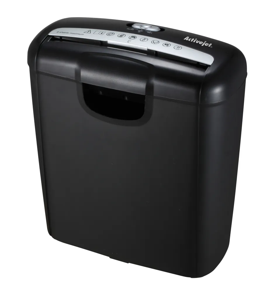 Activejet Niszczarka ASH-0601S, P-2, 10 l, pasek 6 mm, 6 kartek, czarna