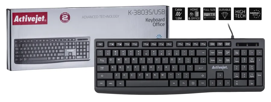 Activejet K-3803S Klawiatura przewodowa USB