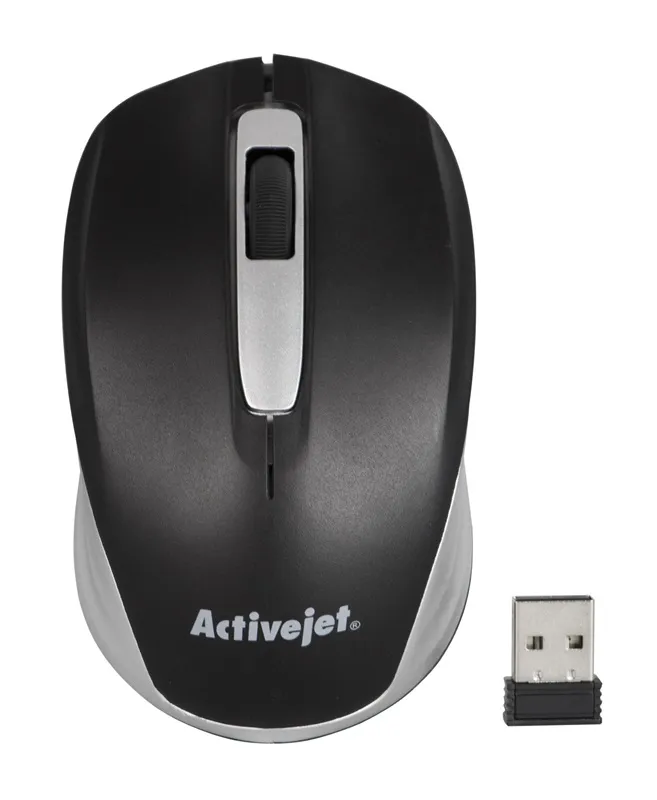 Activejet AMY-313 Mysz bezprzewodowa USB (optyczna; 1200 DPI; czarno-srebrna)