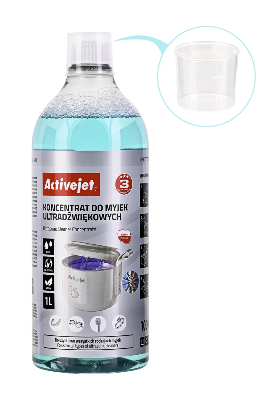 Activejet AOC-600 Płyn (koncentrat) czyszczący. Przeznaczenie: Myjka ultradźwiękowa UV. 1 Litr
