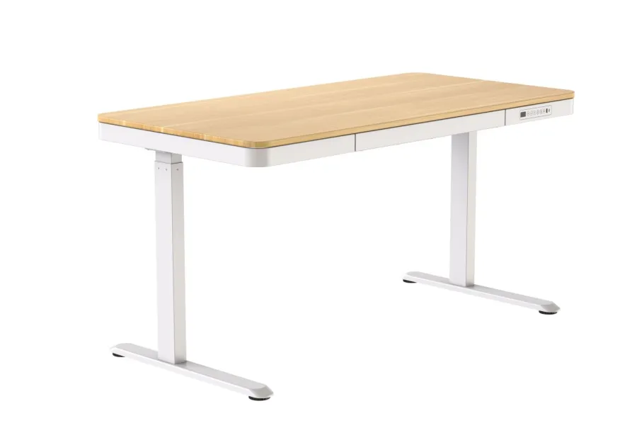 Activejet Biurko z elektryczną regulacją wysokości ET119S biały/dąb. Wymiar blatu 120x60 cm